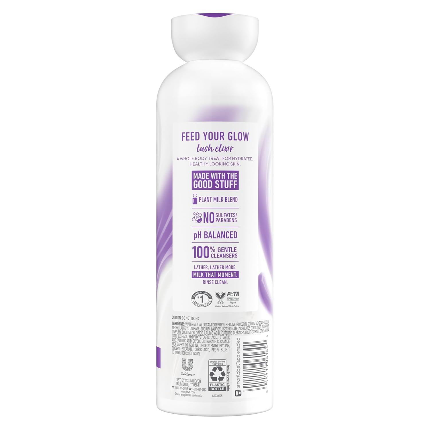 Gel Douche Crème Végétale Dove Açaï & Lait de Riz Pour Femme Pour une Peau Hydratée 517 ml