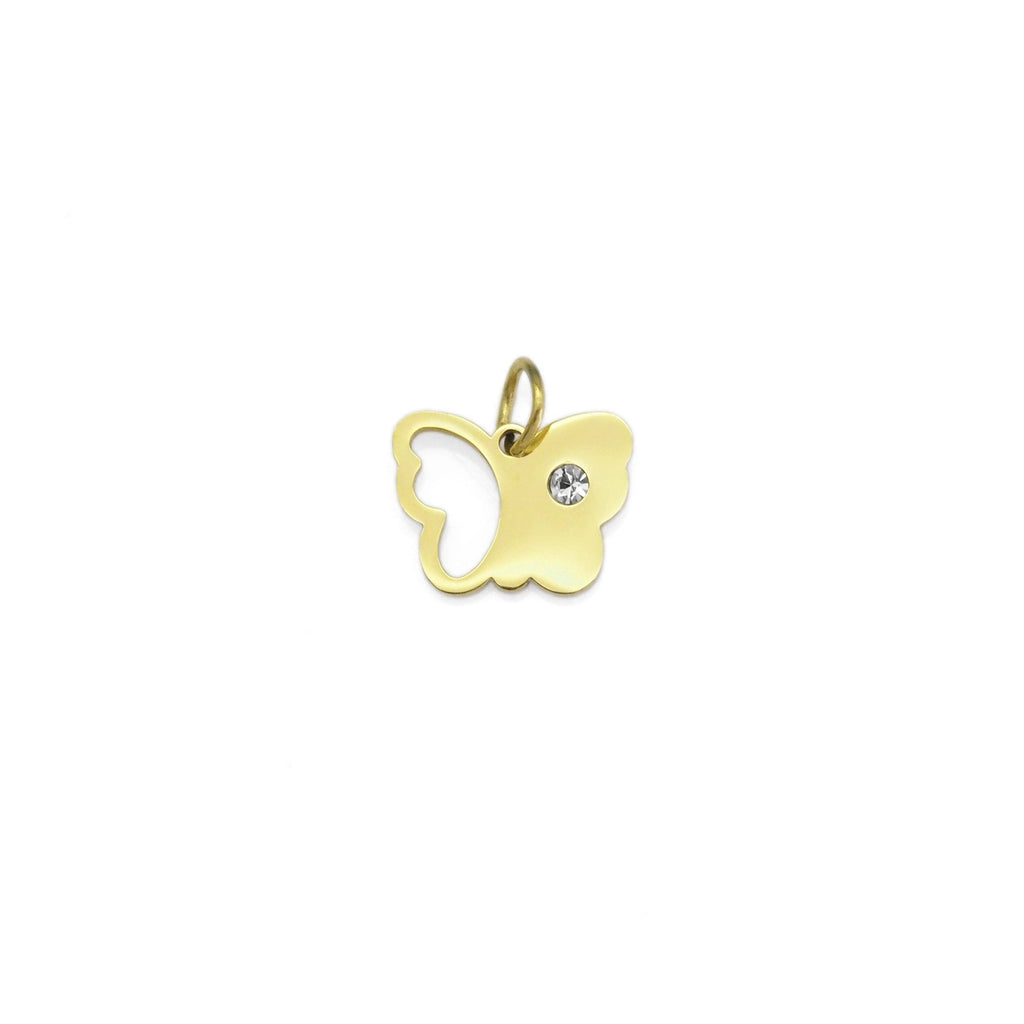 Gold Butterfly Charm with CZ on it, Sku#Y867