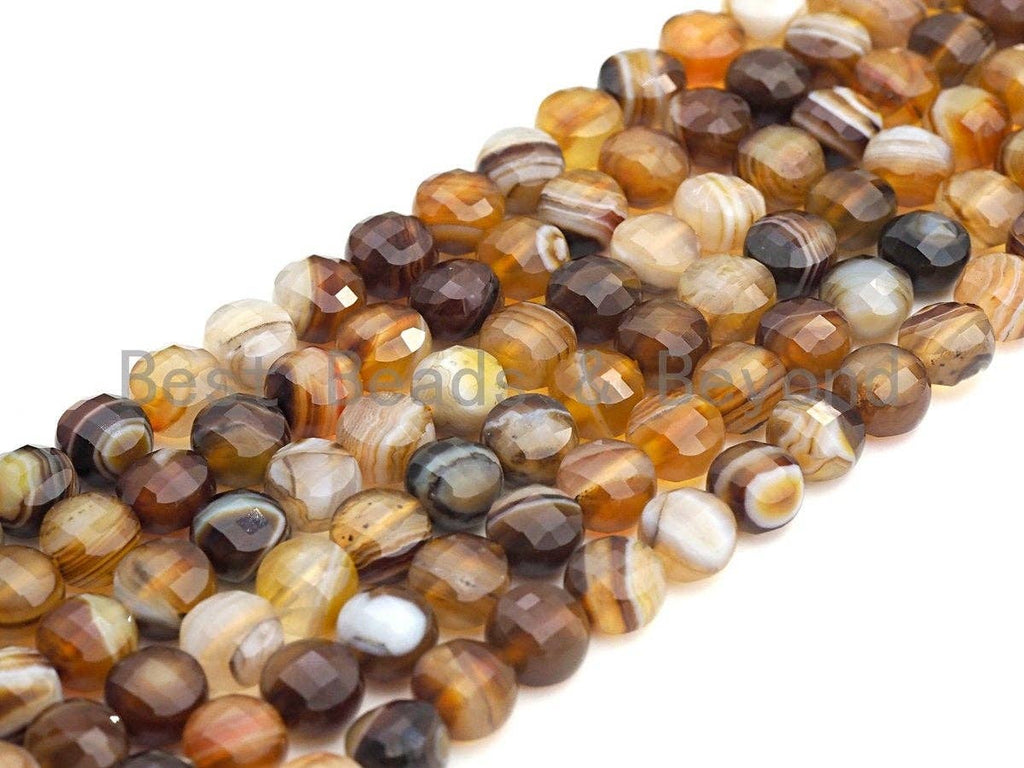 Double Sided Turtle Shell Cut Natural Agate Coin Shape beads, 6mm/8mm/10mm Agate Beads, 16" Full strand, Sku#UA01