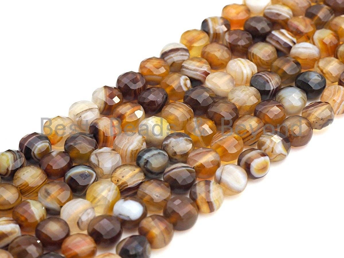 Double Sided Turtle Shell Cut Natural Agate Coin Shape beads, 6mm/8mm/10mm Agate Beads, 16" Full strand, Sku#UA01