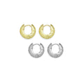 Gold Silver Rhombus diamond patten Chunky Huggie Earrings, Sku#A241