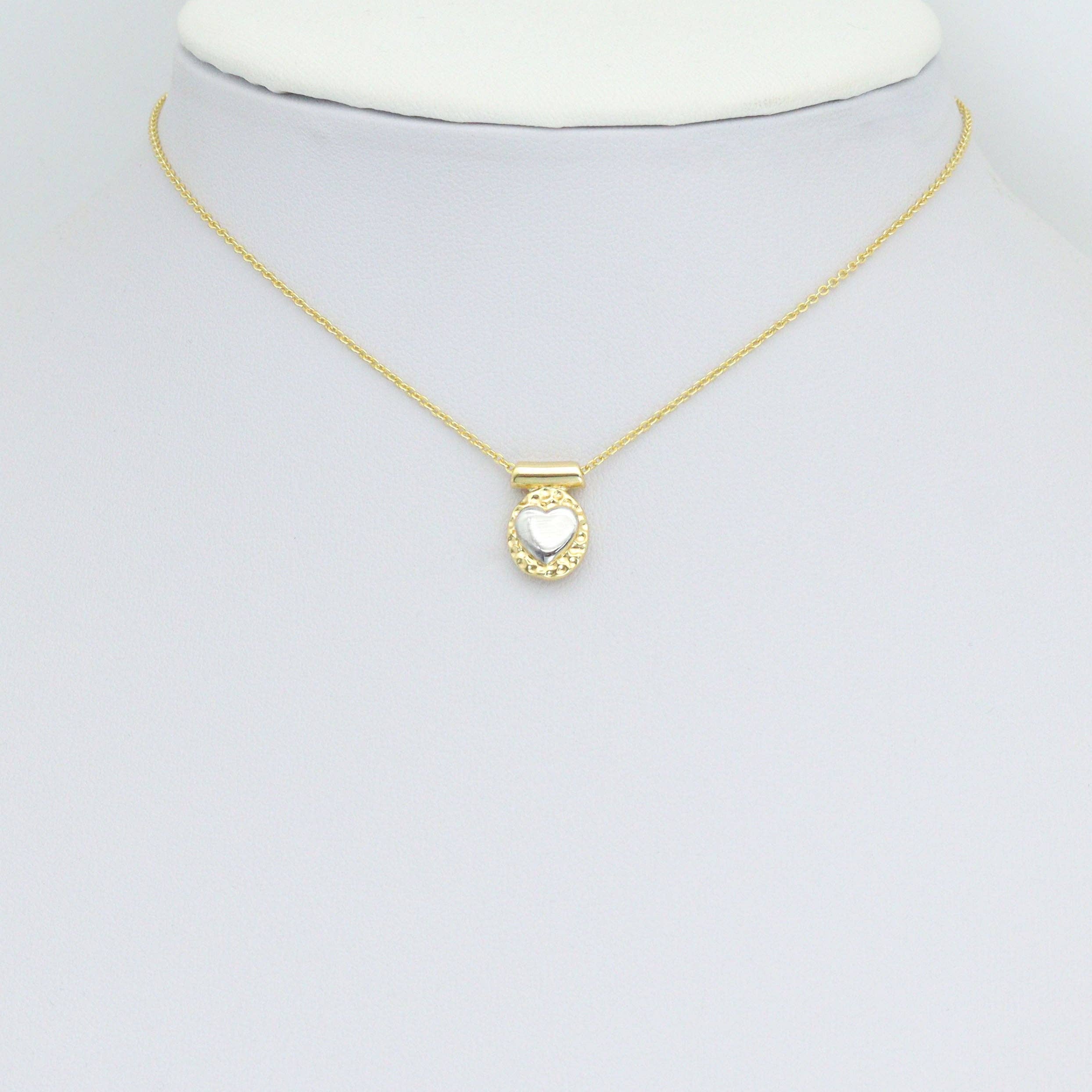 CZ Dual Color  Heart Charm Pendant, Sku#LK1183