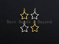 Five Point Star Shape Pendant, Five Point Star Frame Pendant, 24K Gold and Silver Tone, 12mm, Sku#Z767