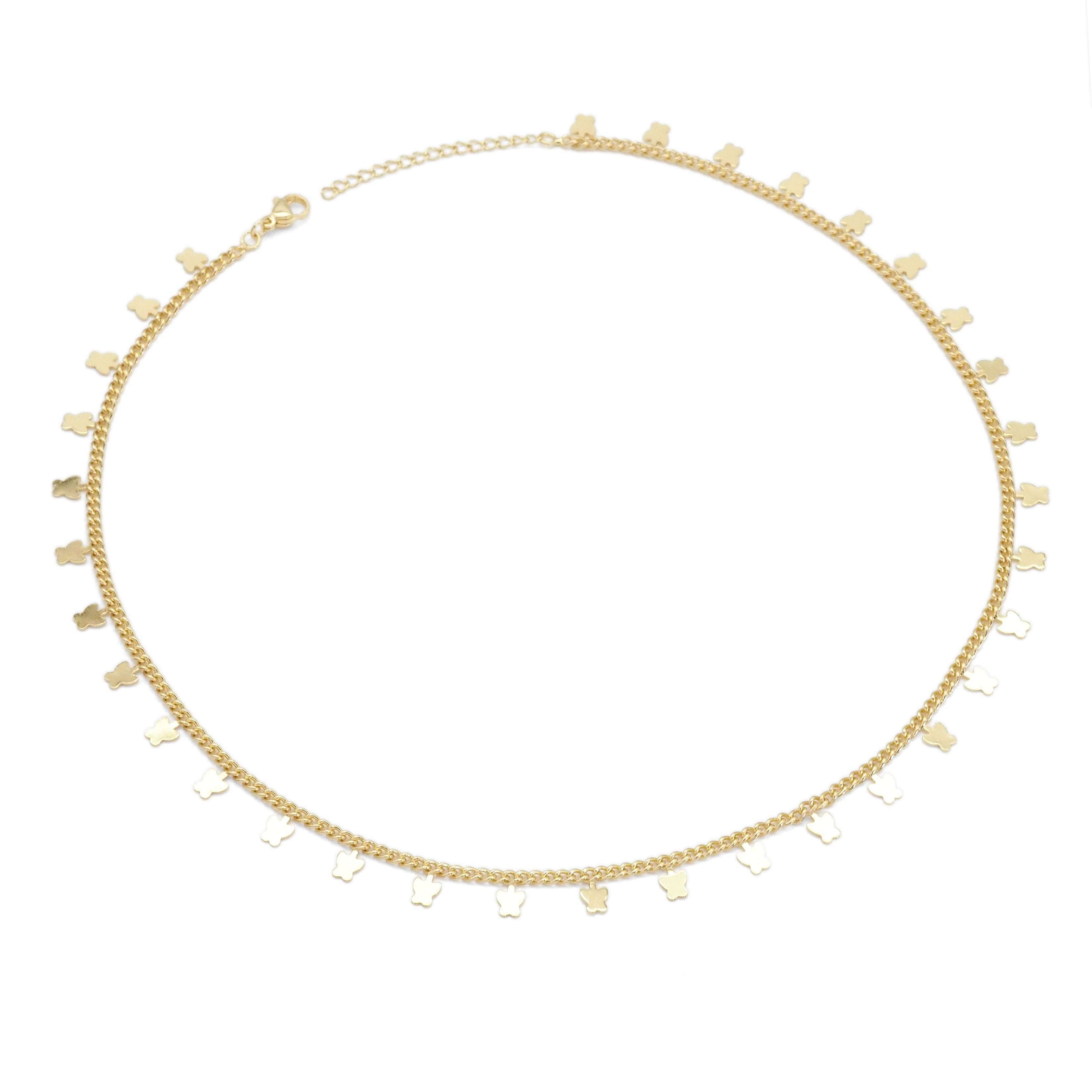 Gold Butterfly link chain Adjustable Necklace, Sku#LD473
