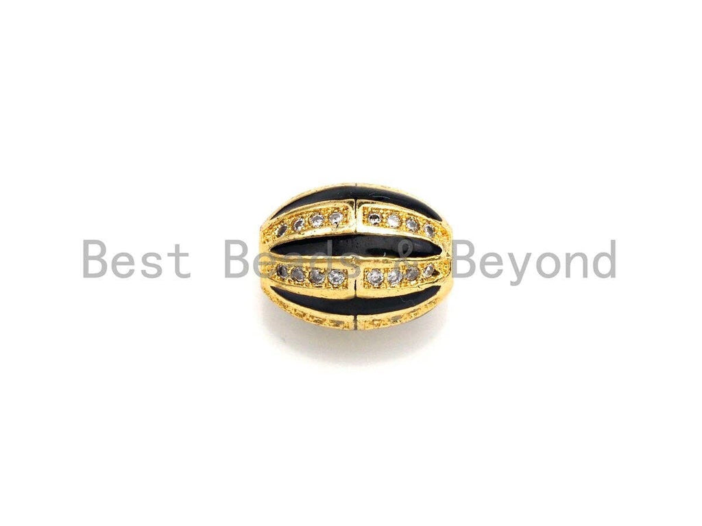 CZ Pave Oval Cage line beads, Oval Cubic Zirconia Spacer Beads, Men's Jewelry Findings,10x13mm, sku#Z931