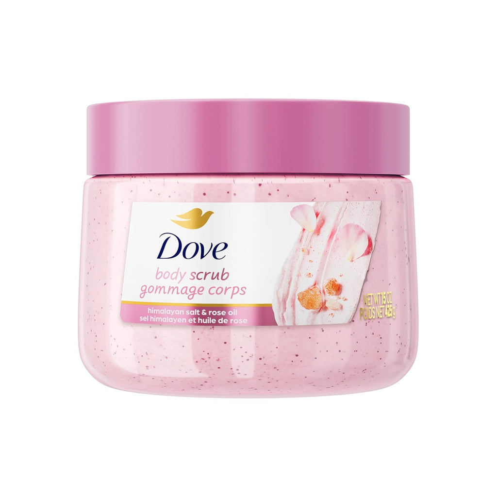 Gommage Corps au Sel Rose de l'Himalaya et à l'Huile de Rose Dove Exfolie et Nourrit en Profondeur pour une Peau Lisse et Éclatante 425 g