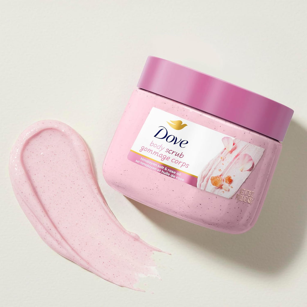 Gommage Corps au Sel Rose de l'Himalaya et à l'Huile de Rose Dove Exfolie et Nourrit en Profondeur pour une Peau Lisse et Éclatante 425 g