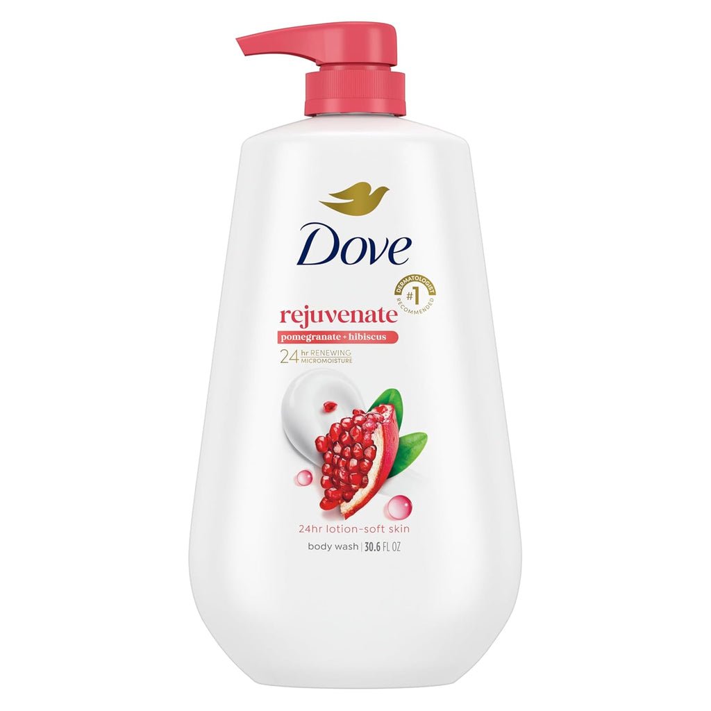 Pain lavant Dove au marc de pompe, grenade et hibiscus pour une peau douce et hydratée pendant 24 h, nettoyant hydratant pour la peau sans sulfates ni parabènes 30,6 oz