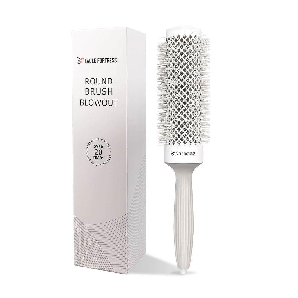 Eagle Fortress Professional Extended Barrel Round Hair Brush for Blow Drying with Ceramic + Ionic, Grey 1.69in