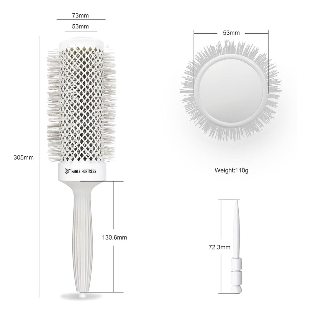 Eagle Fortress Professional Extended Barrel Round Hair Brush for Blow Drying with Ceramic + Ionic, Grey 2.08