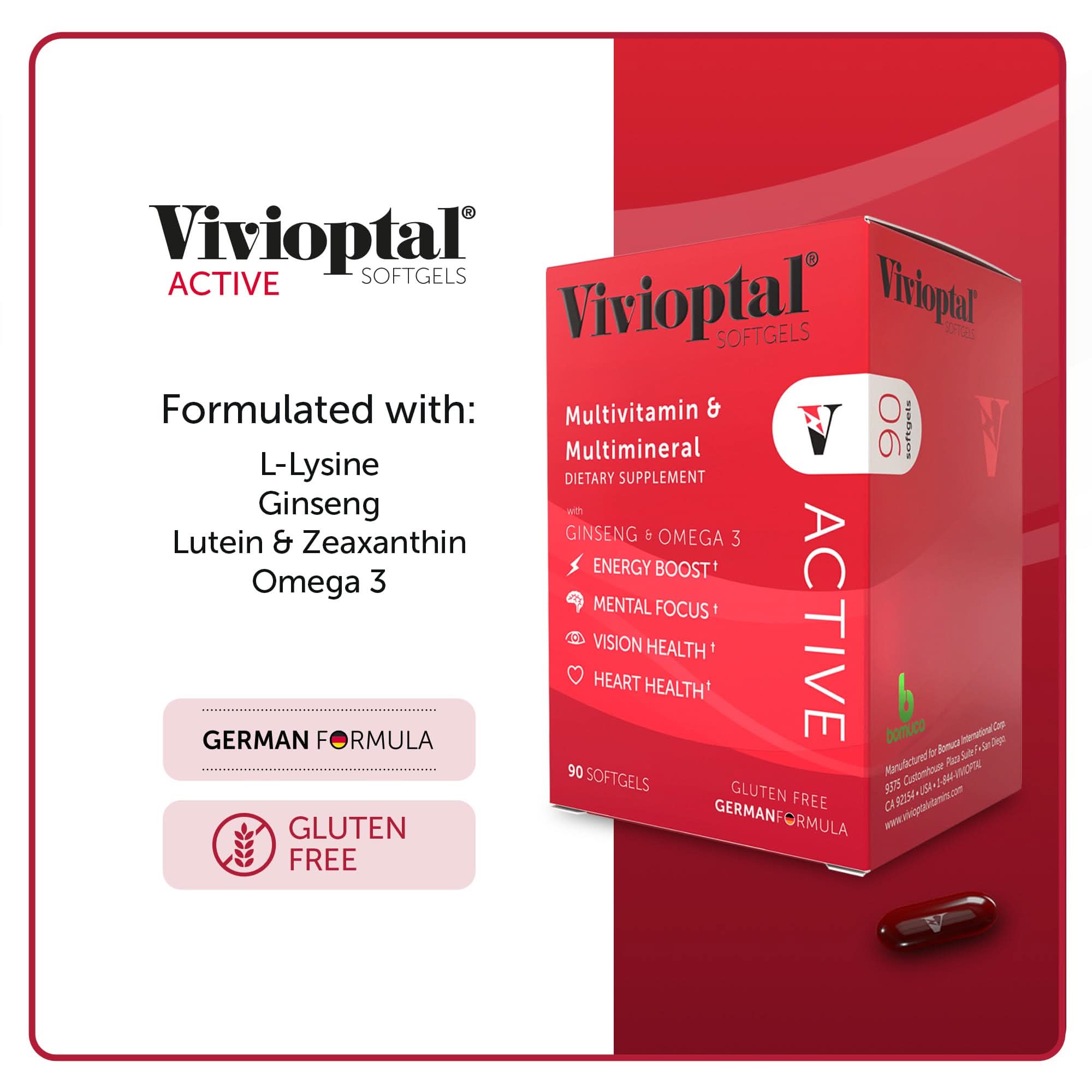 Vivioptal ACTIVE Multivitamin & Multimineral Supplement 90 Capsules