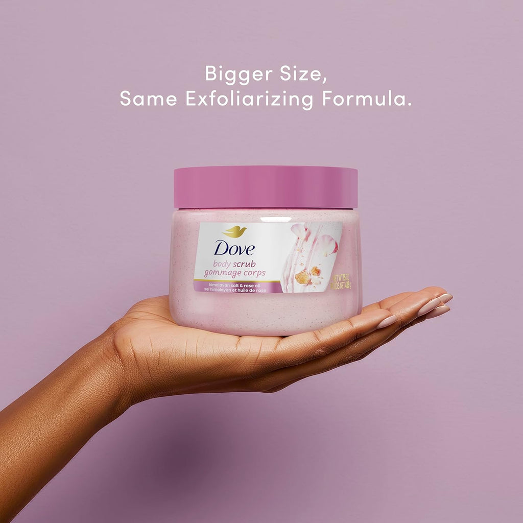 Gommage Corps au Sel Rose de l'Himalaya et à l'Huile de Rose Dove Exfolie et Nourrit en Profondeur pour une Peau Lisse et Éclatante 425 g