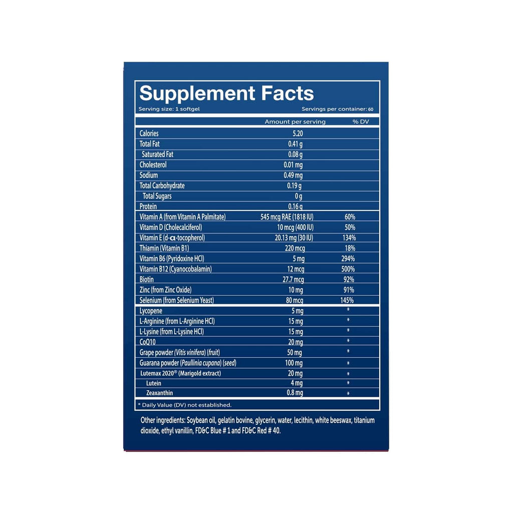 Vivioptal Men, 60 Capsules, CoQ10, Lycopene & Resveratrol, Multivitamin & Multimineral, Gluten Free, German Formula
