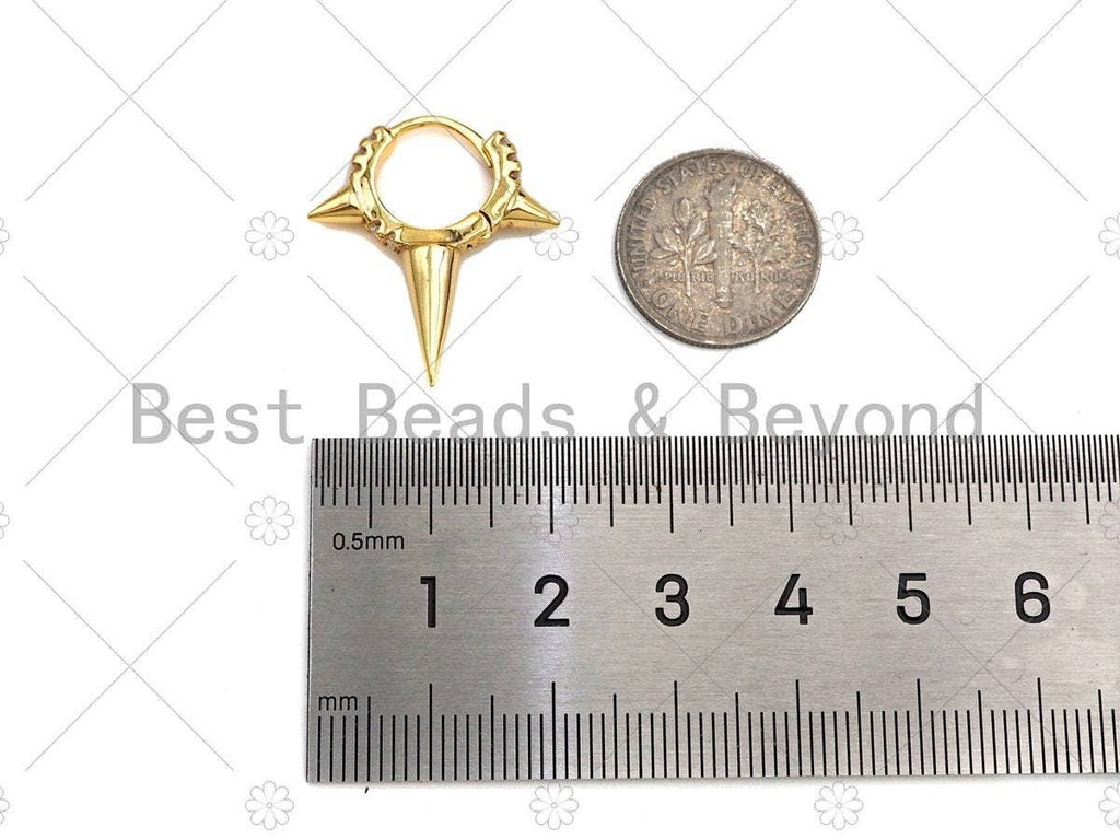 CZ Spike Huggies Earrings, Sku#Y362