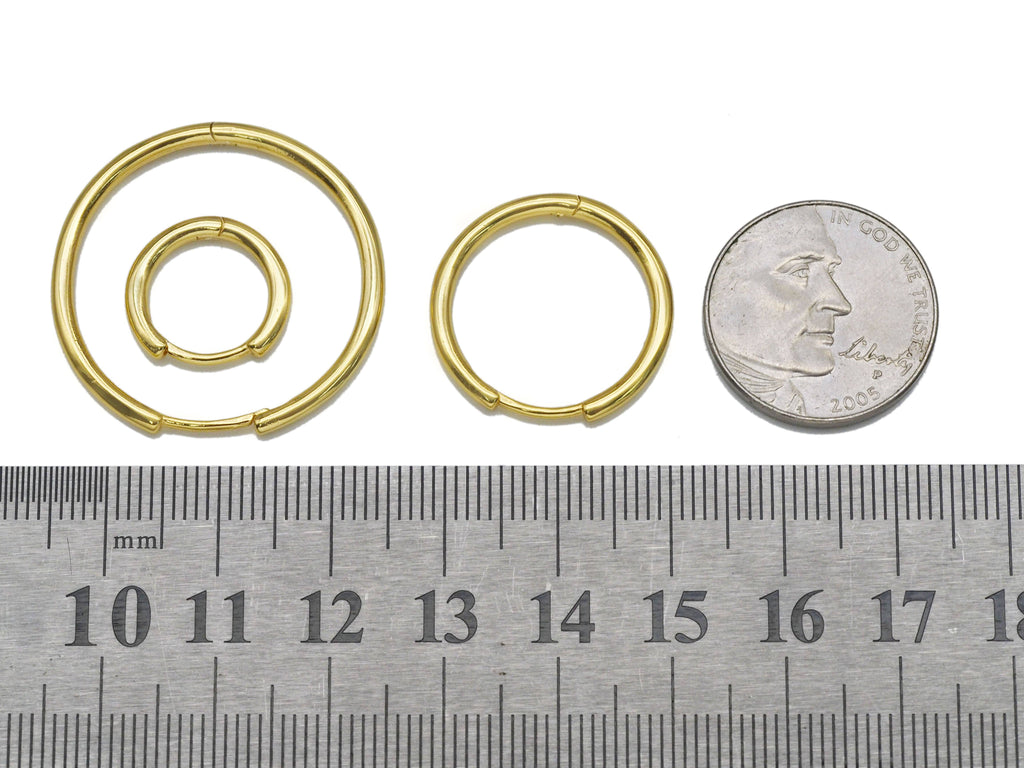 Gold Thin Hoop Earrings, Sku#ML60c