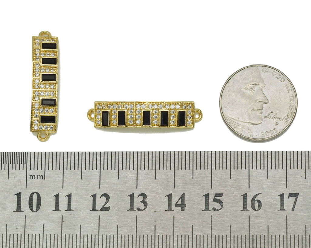 CZ Black Enamel Piano Board charm, Sku#FH196