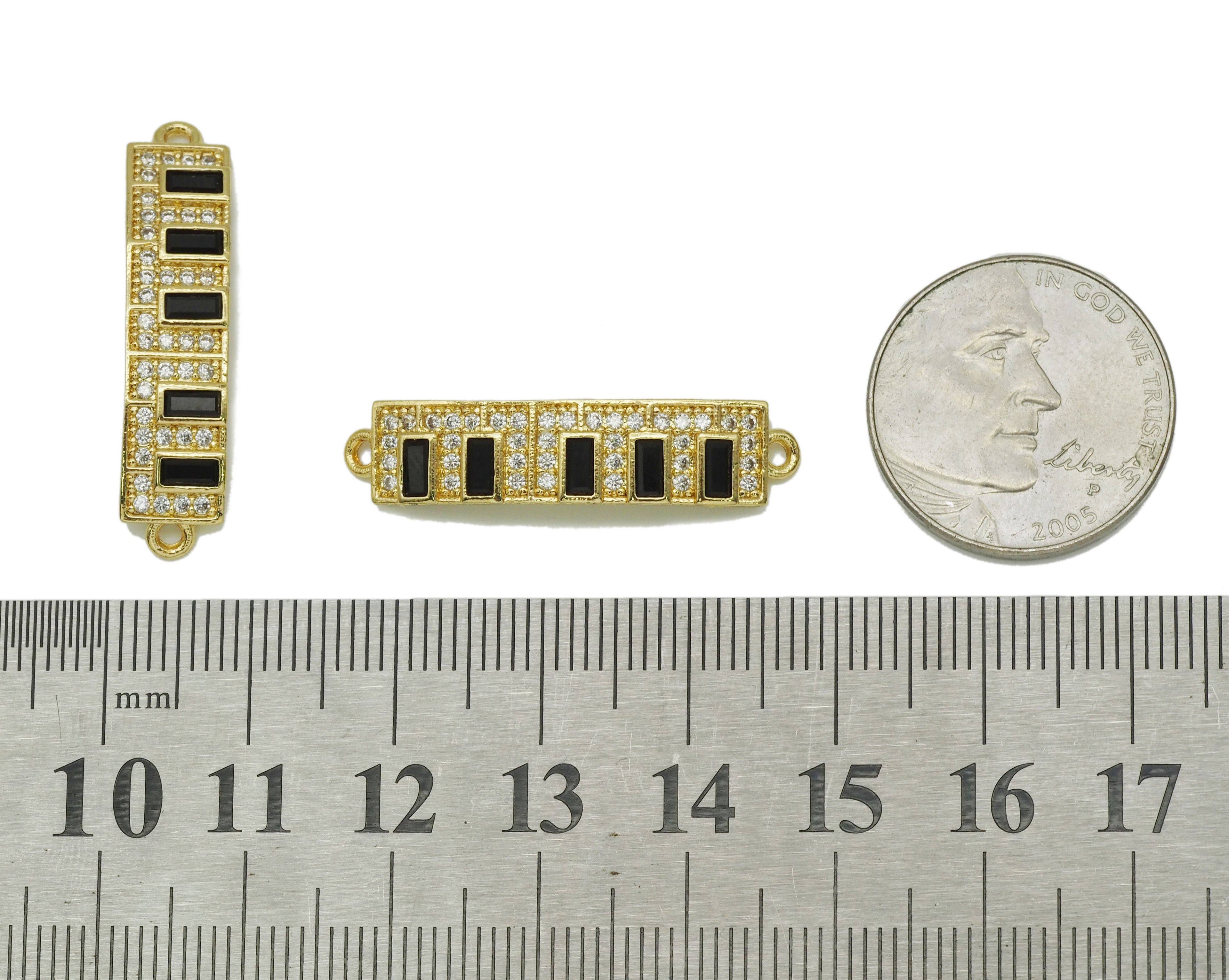 CZ Black Enamel Piano Board charm, Sku#FH196