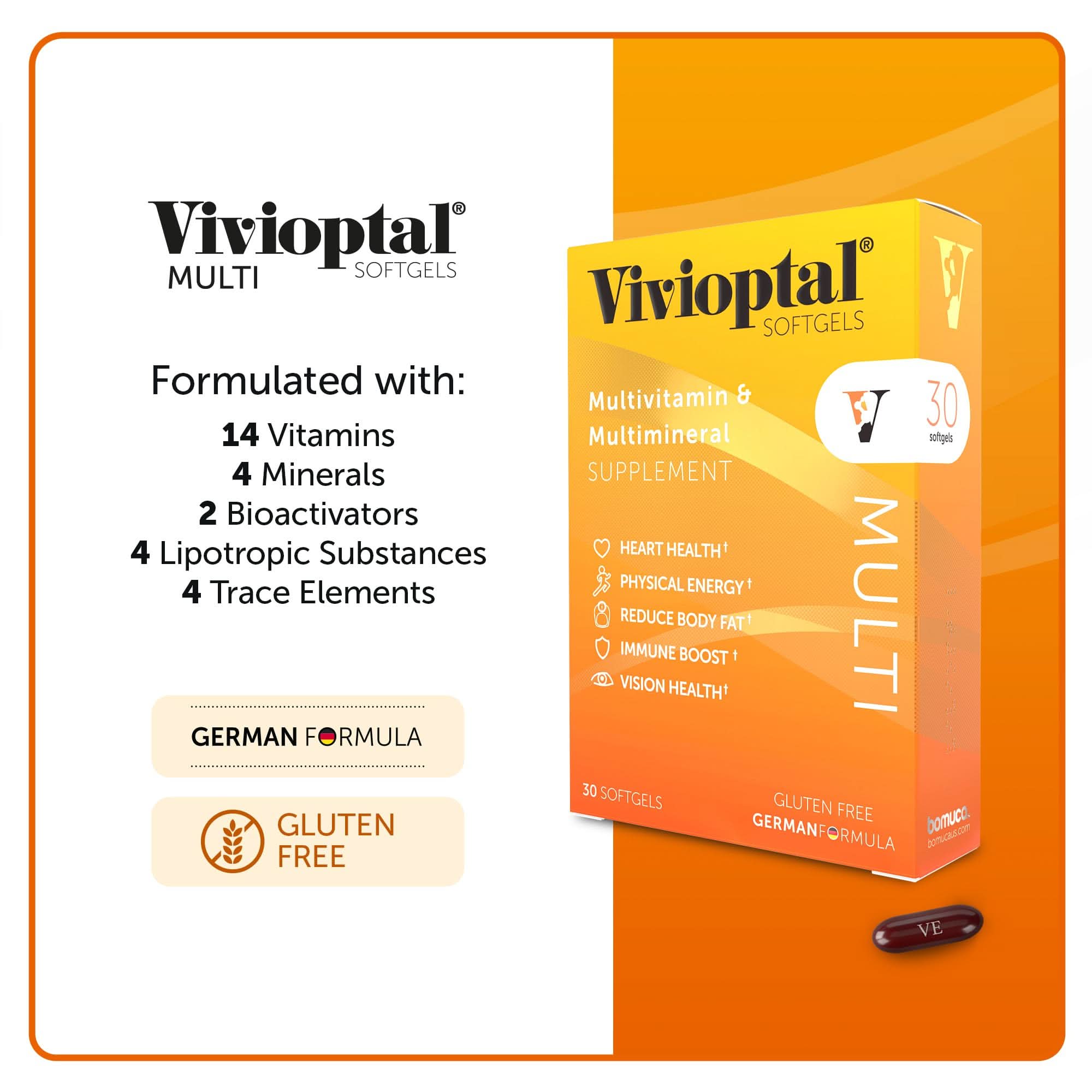 Vivioptal MULTI  Multivitamin & Multimineral Supplement 30 Softgels