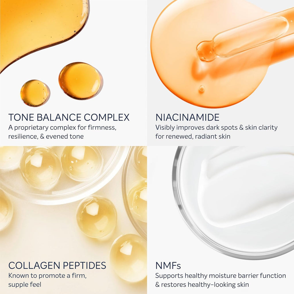 Sérum multi-usages Dove Targeted pour les vergetures, les taches brunes, le teint irrégulier et l'élasticité, avec complexe Tone Balance, niacinamide, peptides de collagène et facteurs naturels d'hydratation, 90 ml