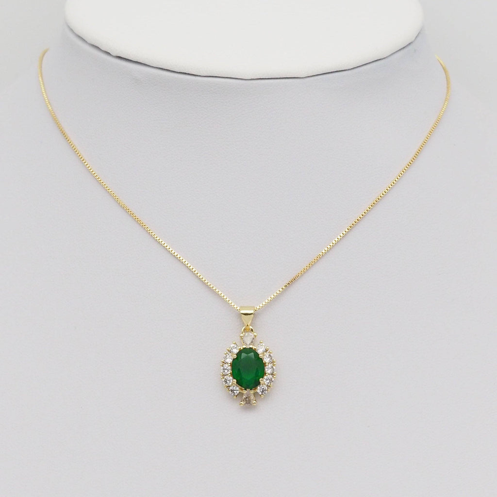 CZ Green Oval Emarald Color Stud Earrings Pendant, Sku#LK903