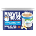 Maxwell House Préparation instantanée pour boisson de style café, décaféinée et sans sucre, facile à préparer, 1 boîte, pour un café rapide le matin ou une gâterie l'après-midi, café vanille française, produits laitiers casher, 121,9 g