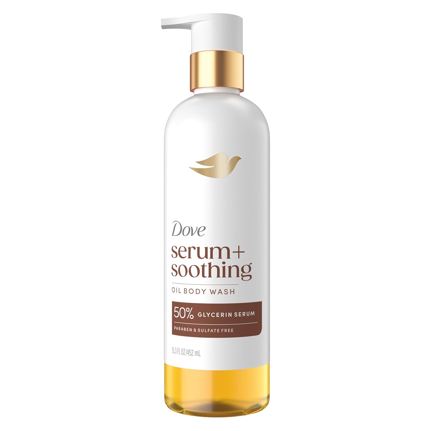 Gel douche huile de douche Dove avec sérum de glycérine, huile d'amande et bois de santal, nettoyant hydratant et apaisant pour peaux sèches, 452 ml