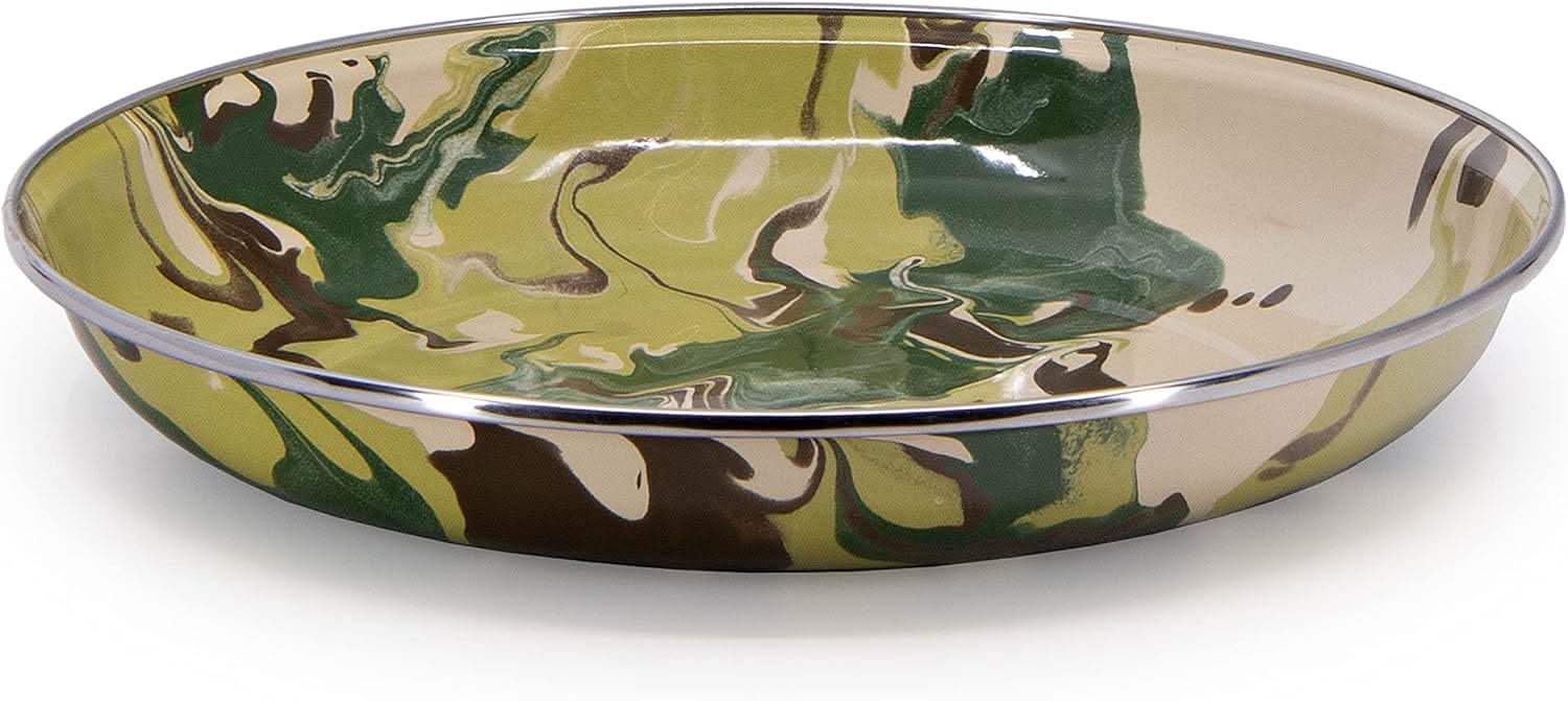 Golden Rabbit Enamelware - Set of 4-10" Pasta Plates (Camouflage)