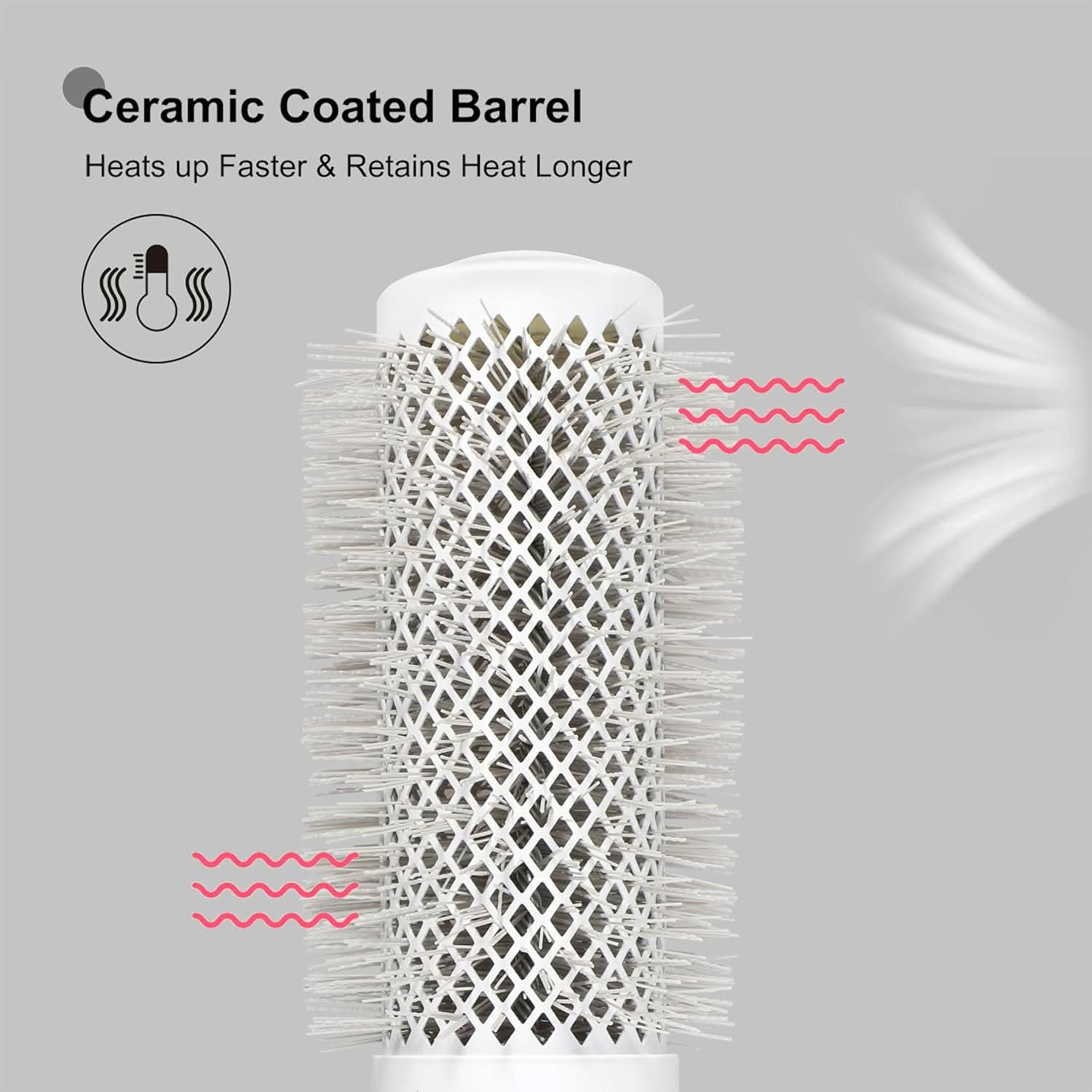 Eagle Fortress Professional Extended Barrel Round Hair Brush for Blow Drying with Ceramic + Ionic, Grey 2.08