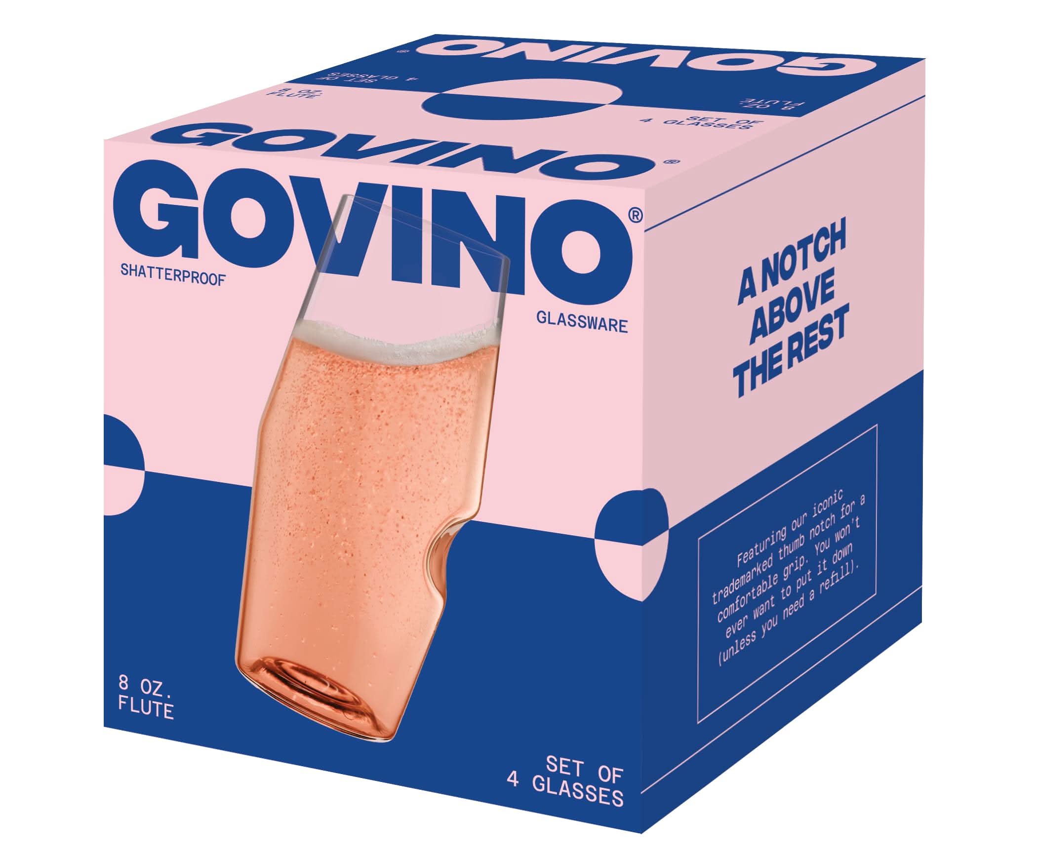 govino Unbreakable Stemless Flute Glass 9 oz  – Set of 4