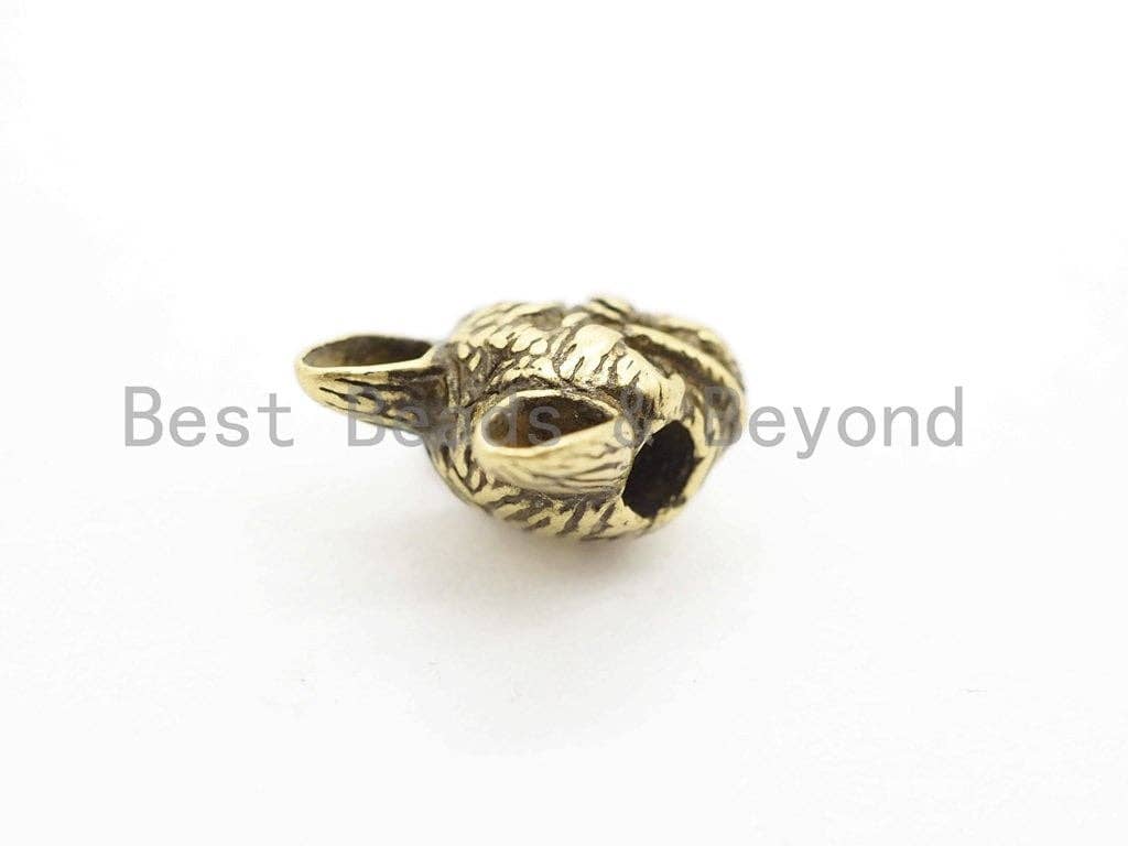 Antique Gold/Silver Bulldog Animal Head Bead, CZ Pave Mini Bulldog spacer beads, Dog Charm, Men's Bracelet DIY, 9x11x6mm, sku#Y134