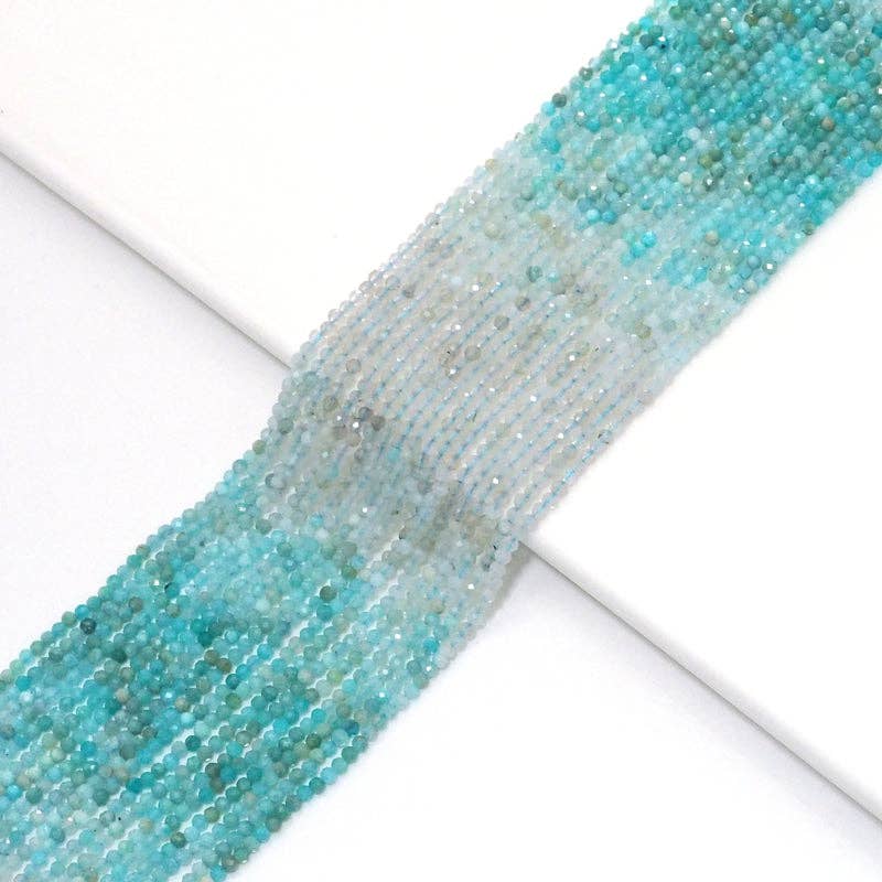 Genuine Amazonite Round Faceted Beads, 2mm, Sku#U1505