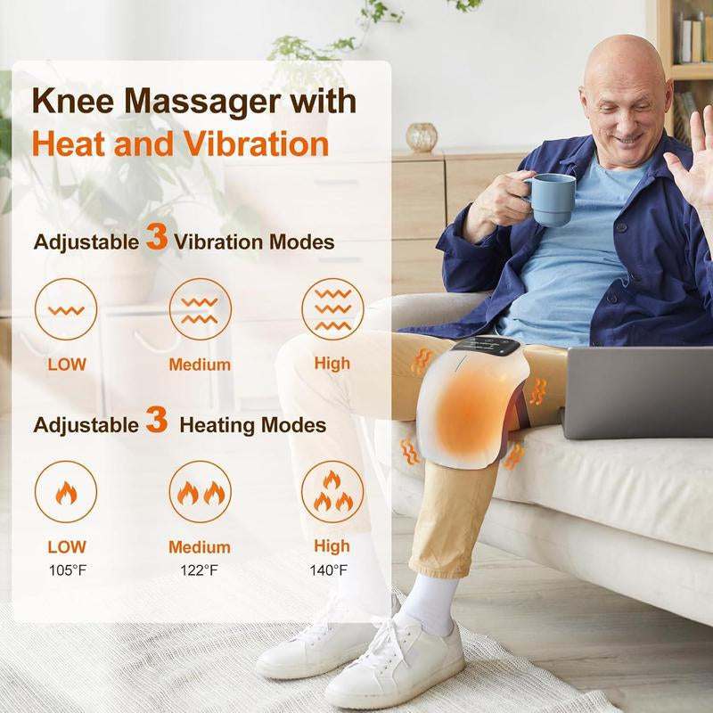 Portable Knee Massager with Built-In Battery, Vibration Hot Compress Intelligent Knee Protector, Shoulder Elbow Knee Multi-Function Massage Tool