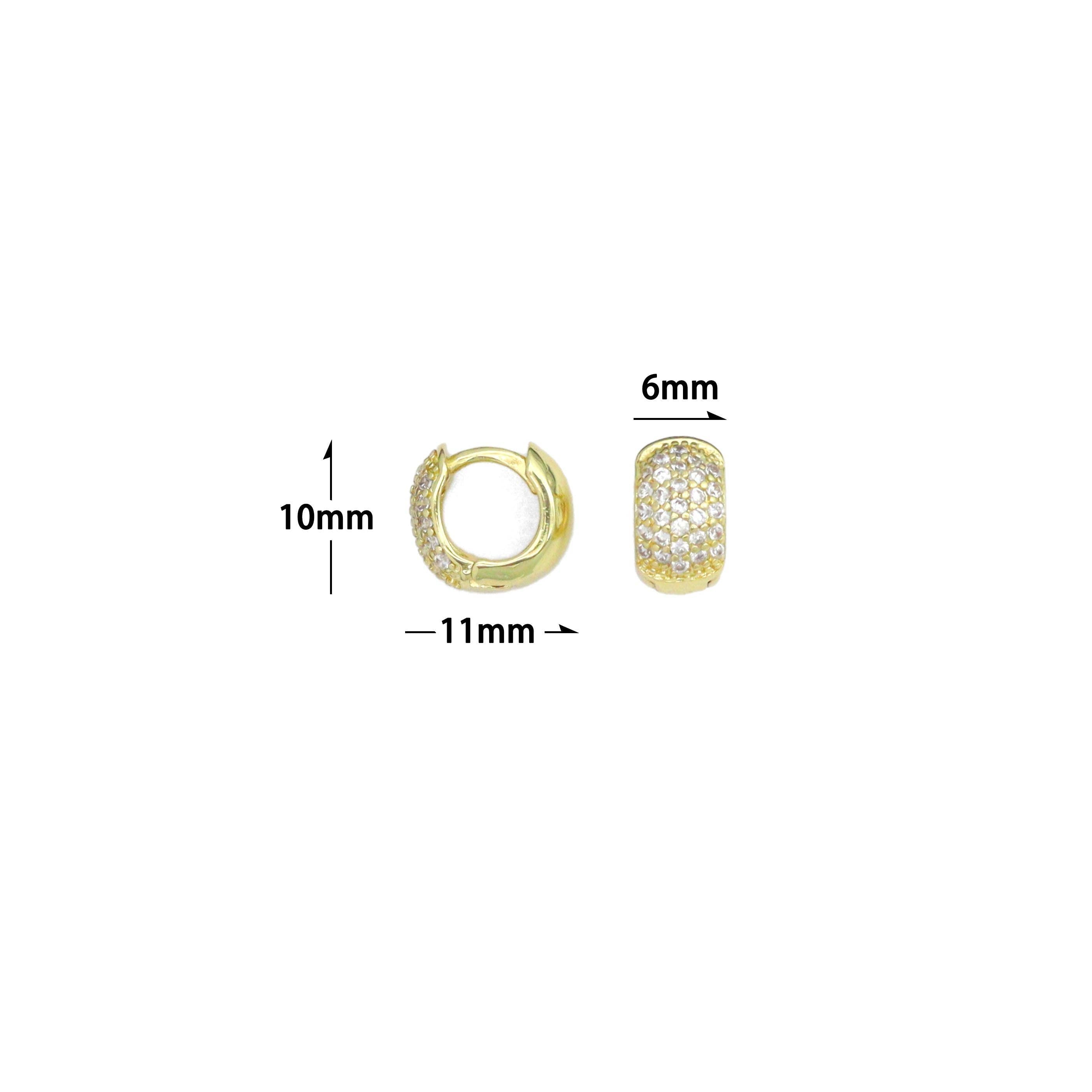 Gold Silver CZ Round Hoop Earrings, Sku#A475