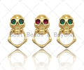 CZ Micro Pave Colorful Eye Skull Shape Pendant/Charm,Cubic Zirconia Charm, Necklace Bracelet Charm Pendant,29x13mm, Sku#LK261