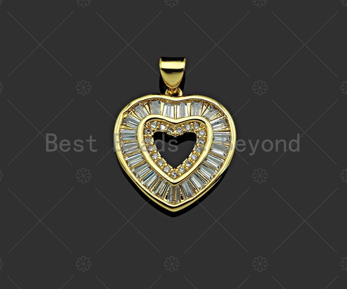 Gold Filled CZ Micro Pave Heart Shape Pendant ,18K Gold Filled Heart Charm, Necklace Bracelet Charm Pendant,18x20mm,Sku#LD98