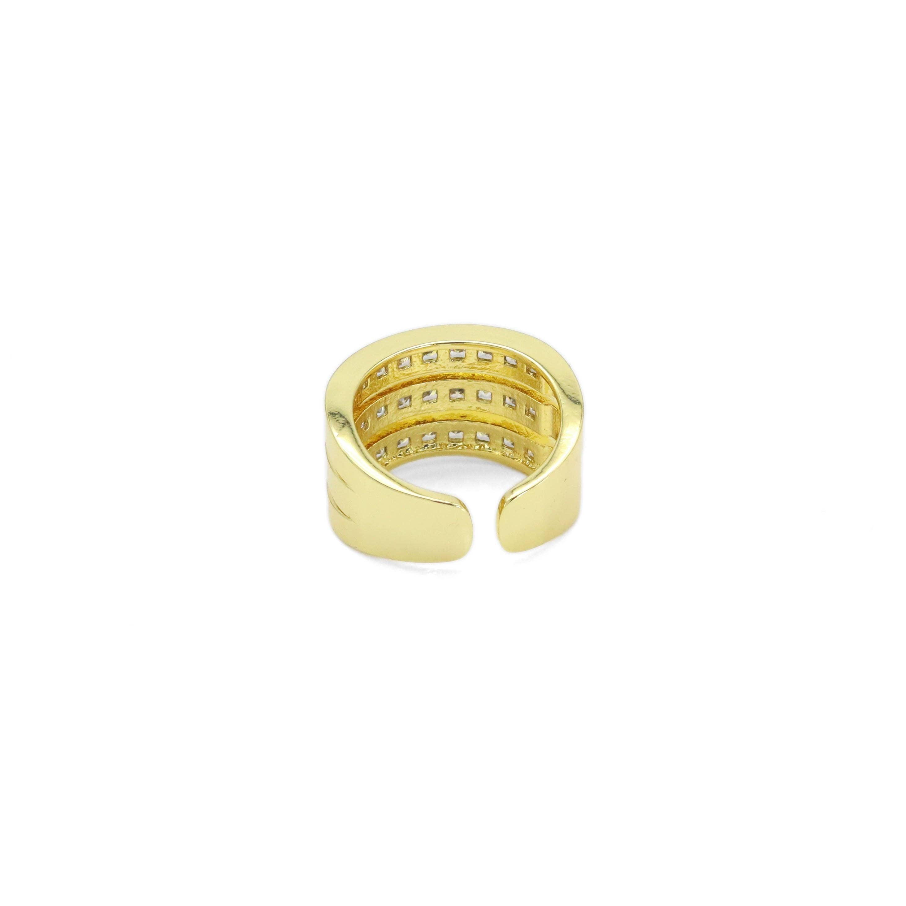 Baguette CZ Three Lines Adjustable Ring, Sku#LX486