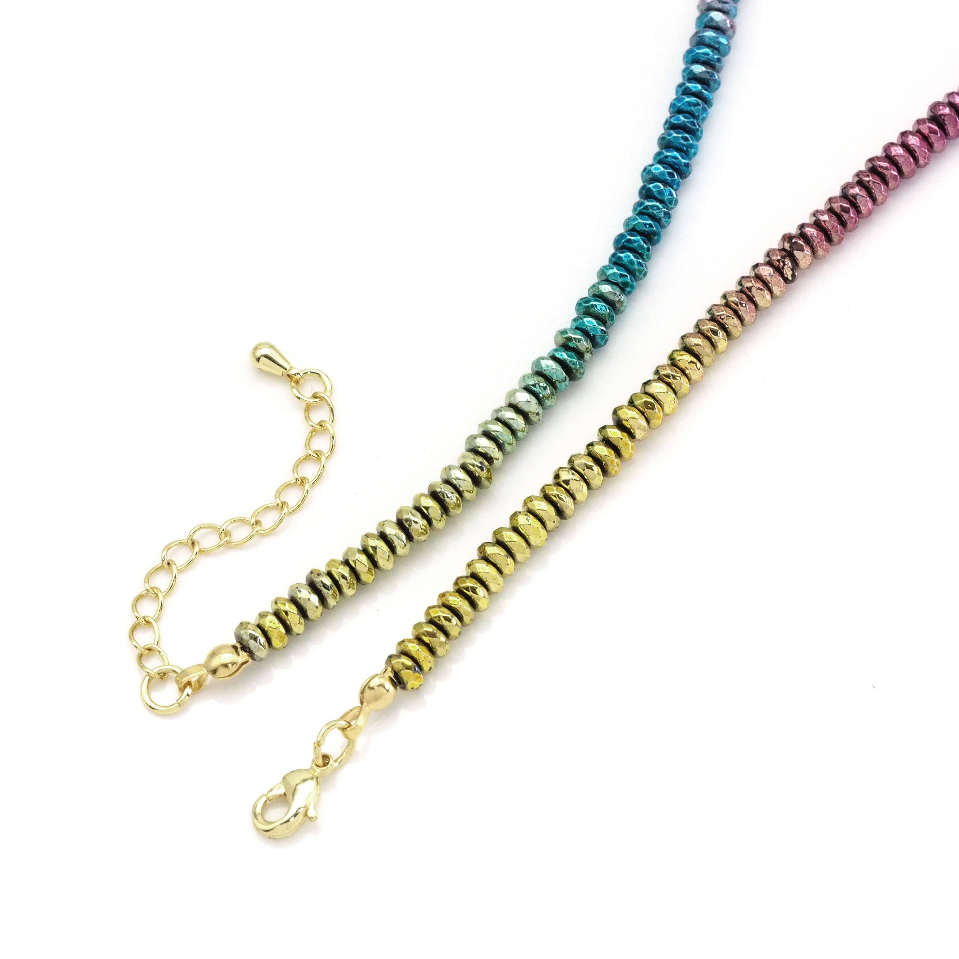 Colorful Rainbow Beads Chain Necklace Bracelet, sku#EF515