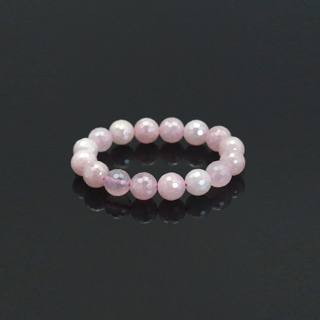 Mystic Rose Quartz Faceted Stretchy Bracelet, Sku#EF418