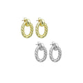 Slippy Gold Silver Twisted Oval Shape Stud Earrings, Sku#LX638