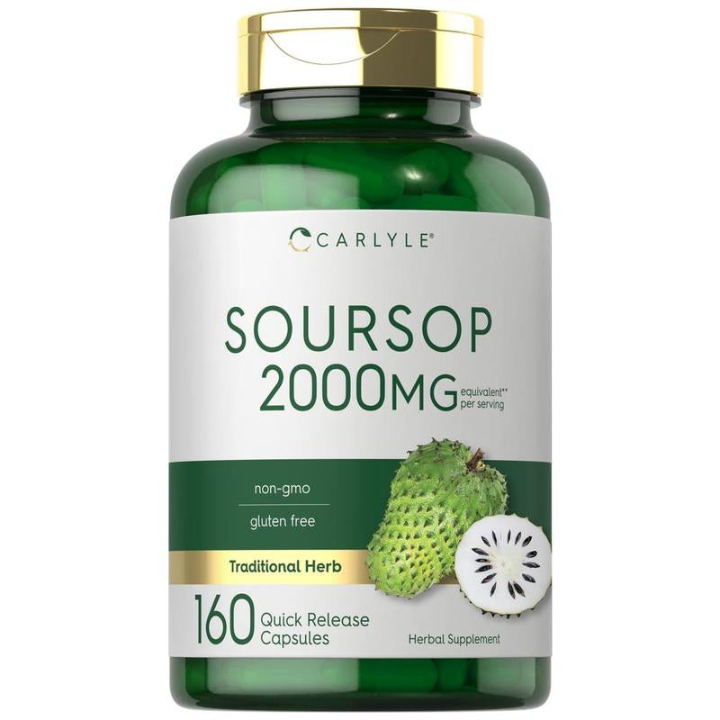 Carlyle Soursop Leaves | 2000Mg | 160 Capsules | Traditional Herb | Non GMO, Gluten Free Supplement