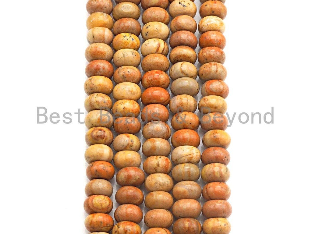2mm Large Hole Natural Rhodonite Beads, Rondelle Smooth 6x10mm/5x8mm, 8" Long Strands, sku#U704