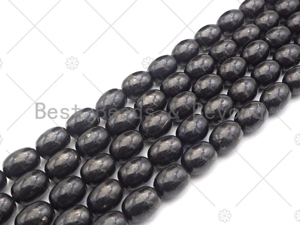 Top Quality Barrel Shape Shungite, Smooth Drum Shape Shungite, Healing Energy, Genuine Shungite Beads 10x14mm, 15.5" Full Strand, Sku#U983