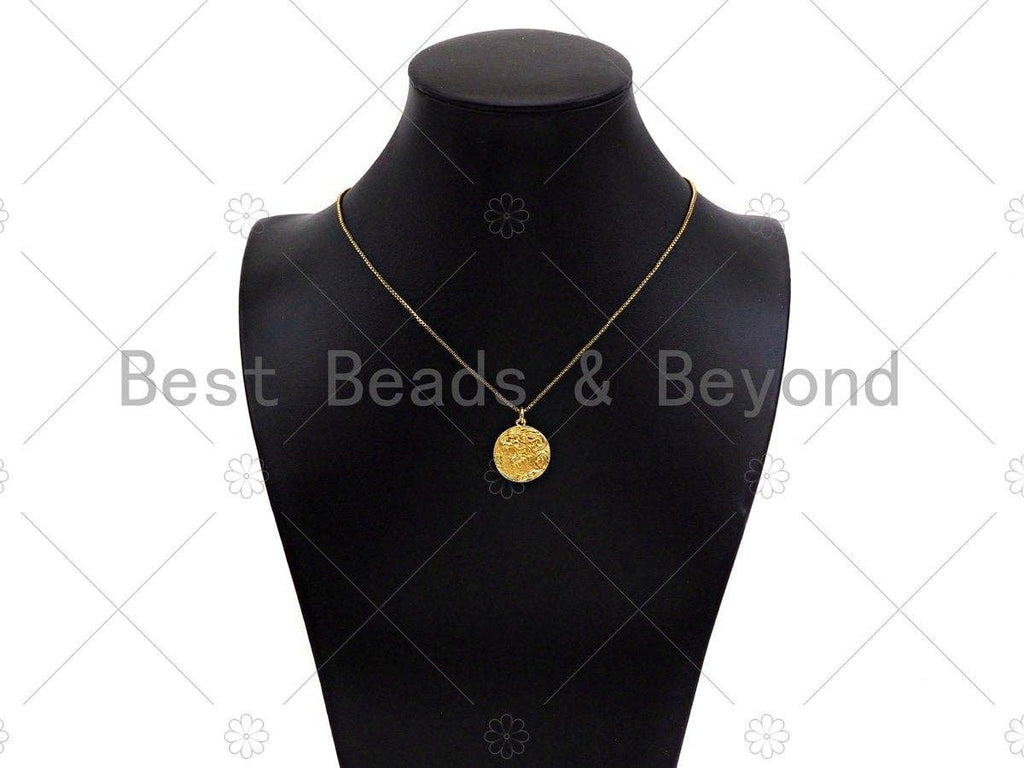 Embossed Lion Head On Round Coin Shape Pendant, 18K Gold Medallion Charm,Necklace Bracelet Charm Pendant,18x20mm,Sku#Z1326