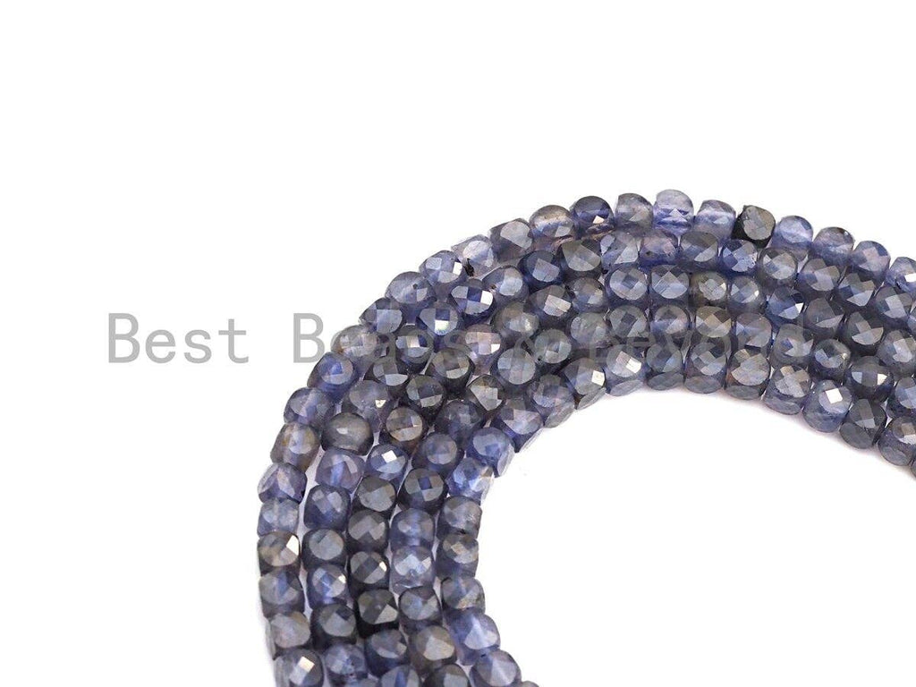 High Quality Natural Lolite Beads, 4mm Faceted Cube Lolite Beads, 16" Full Strand, Sku#U769