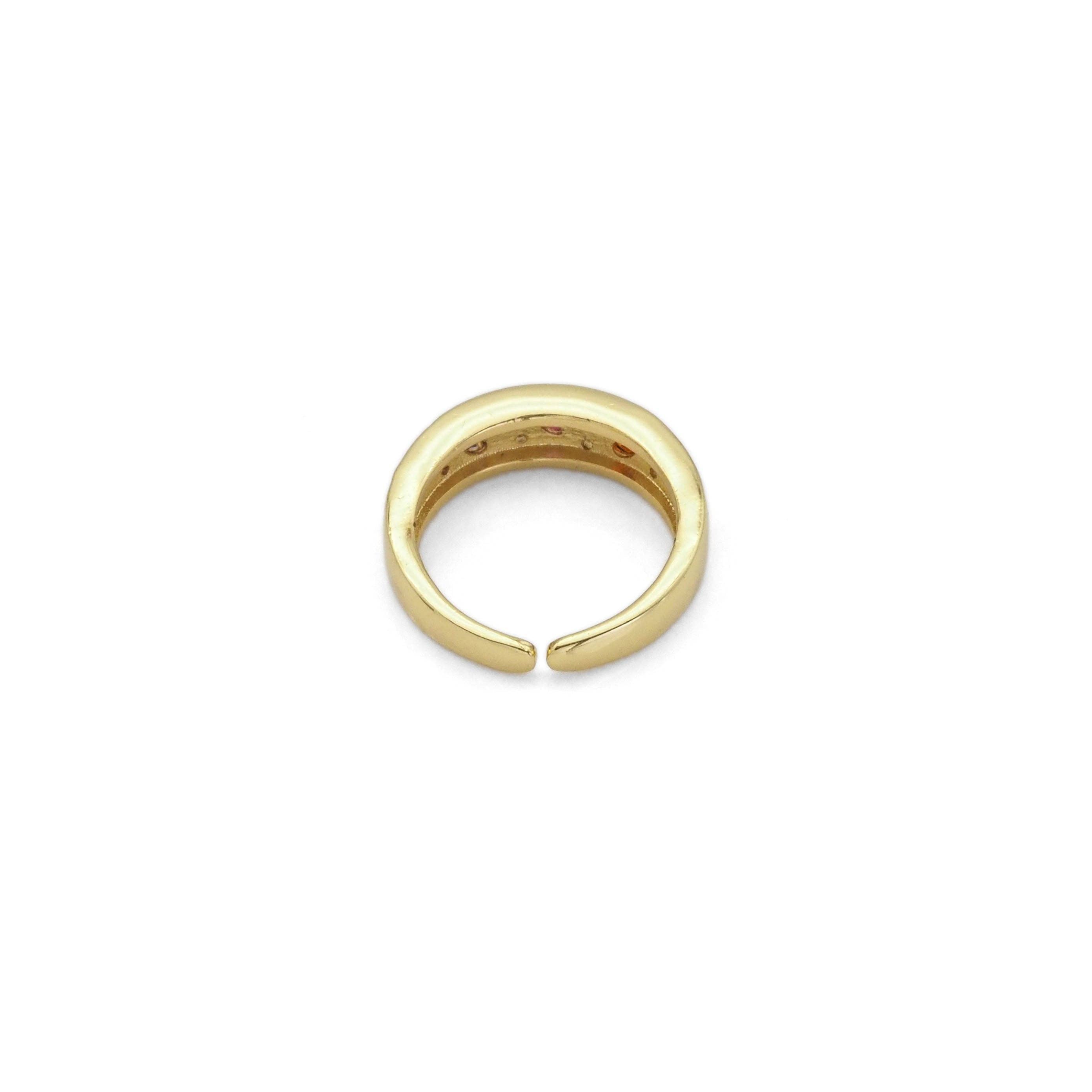 Gold Silver Multicolor Colorful CZ Adjustable Ring, Sku#B373