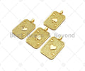 18K Dainty Gold Ace of Spade Pendant, Peach Heart Charm, sku#LK228