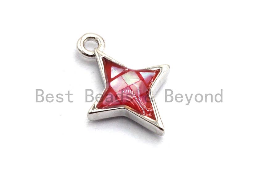 100% Natural Hot Pink Color North Star Shell Charm/Pendant, Hot Pink Shell Charm/Pendant, Natural Shell Charm, 10x14mm,SKU#Z347