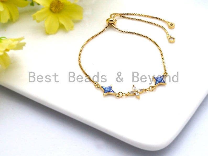 100% Natural Shell Blue Star Connector with Gold/Silver Plated Finish, Natural Shell Connector, Star Connector, 11x13mm,SKU#Z295