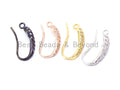 1pair/3pairs, CZ Micro Pave Gold, Silver, Rose gold, Black Rhodium Plated Earring Wires Hooks,17x4mm, sku#J16
