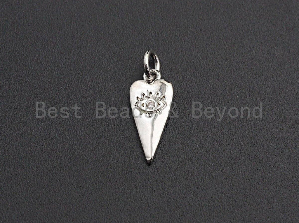 Clear CZ Micro Pave Evil Eye On Carrot Shaped Pendant/Charm, Carrot Cubic Zirconia Pendant Charm, 7x16mm,sku#Z589